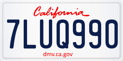 CA license plate 7LUQ990