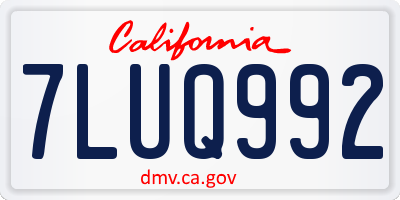 CA license plate 7LUQ992