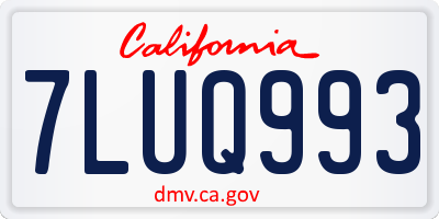 CA license plate 7LUQ993