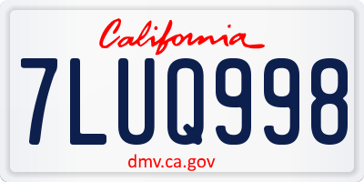 CA license plate 7LUQ998