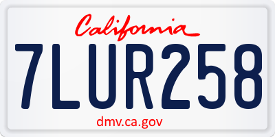 CA license plate 7LUR258