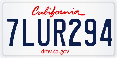 CA license plate 7LUR294