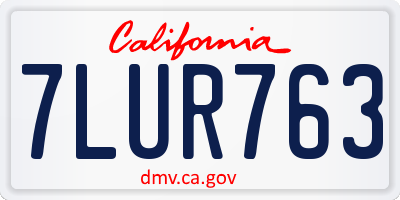 CA license plate 7LUR763