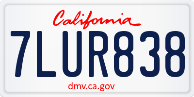 CA license plate 7LUR838