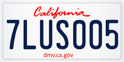 CA license plate 7LUS005