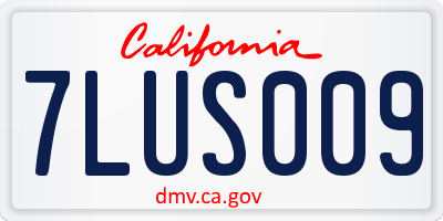 CA license plate 7LUS009