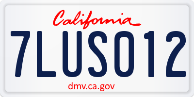 CA license plate 7LUS012