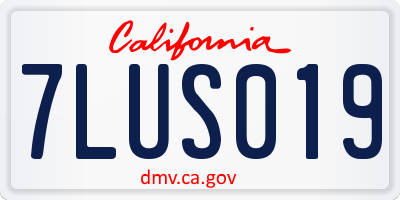CA license plate 7LUS019