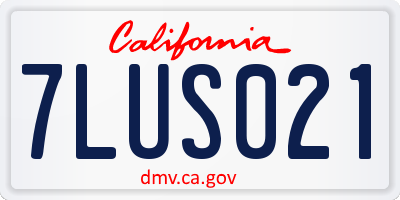 CA license plate 7LUS021