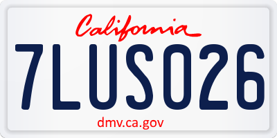 CA license plate 7LUS026