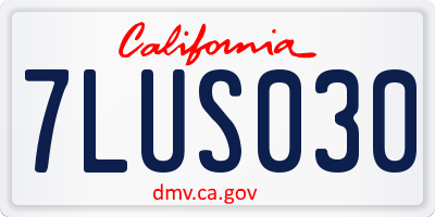 CA license plate 7LUS030