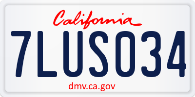 CA license plate 7LUS034
