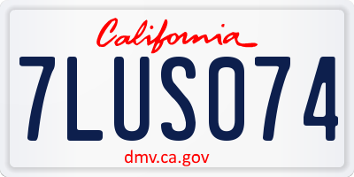 CA license plate 7LUS074