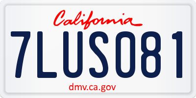 CA license plate 7LUS081