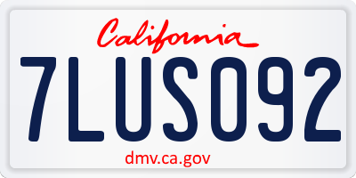 CA license plate 7LUS092