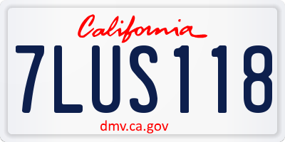 CA license plate 7LUS118