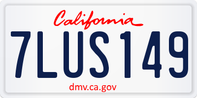 CA license plate 7LUS149