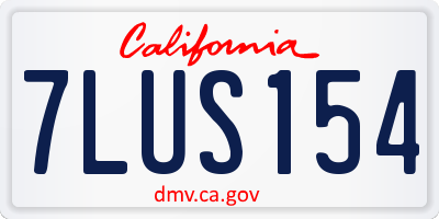 CA license plate 7LUS154