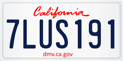 CA license plate 7LUS191