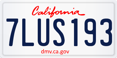 CA license plate 7LUS193