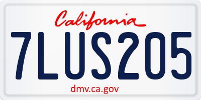 CA license plate 7LUS205