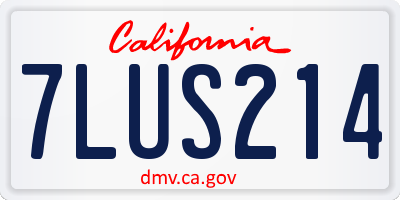 CA license plate 7LUS214