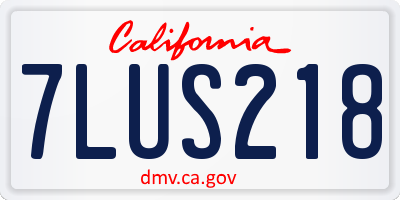 CA license plate 7LUS218
