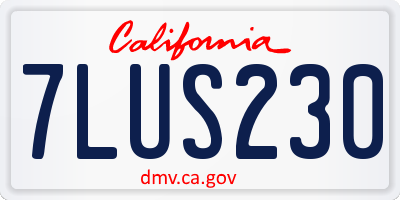 CA license plate 7LUS230