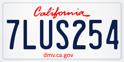 CA license plate 7LUS254