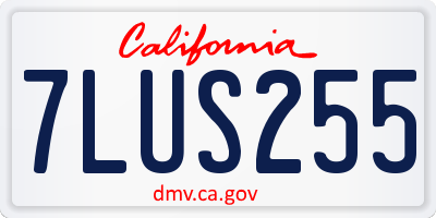 CA license plate 7LUS255
