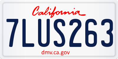 CA license plate 7LUS263