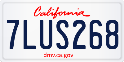 CA license plate 7LUS268
