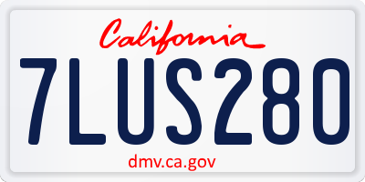 CA license plate 7LUS280