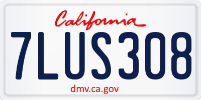 CA license plate 7LUS308