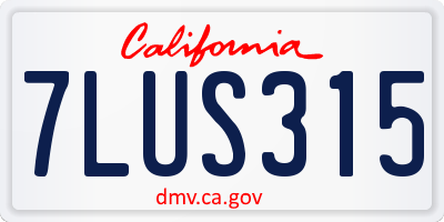 CA license plate 7LUS315