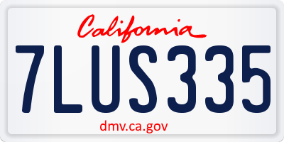 CA license plate 7LUS335