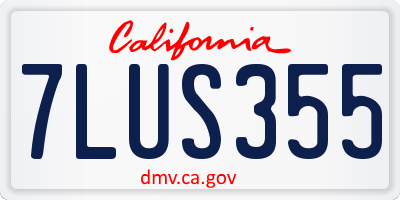 CA license plate 7LUS355