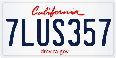 CA license plate 7LUS357