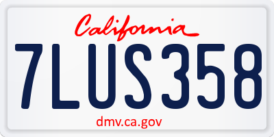 CA license plate 7LUS358