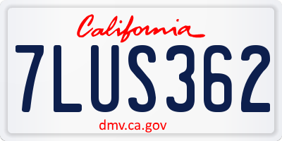 CA license plate 7LUS362
