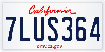 CA license plate 7LUS364