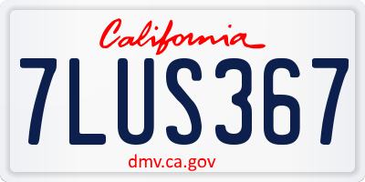 CA license plate 7LUS367