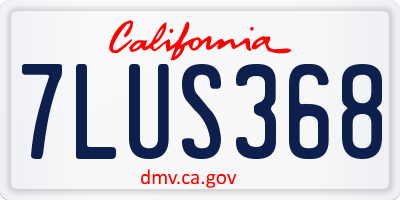 CA license plate 7LUS368
