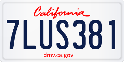 CA license plate 7LUS381