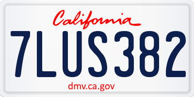 CA license plate 7LUS382