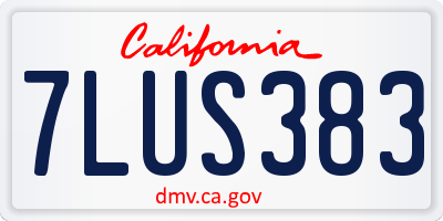 CA license plate 7LUS383