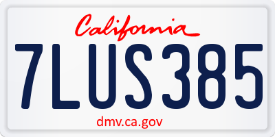 CA license plate 7LUS385