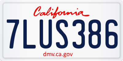 CA license plate 7LUS386