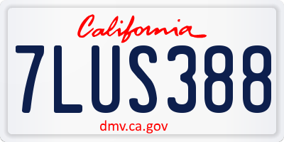 CA license plate 7LUS388