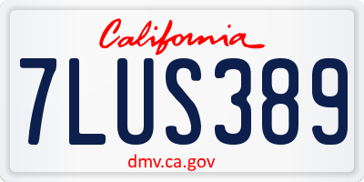 CA license plate 7LUS389